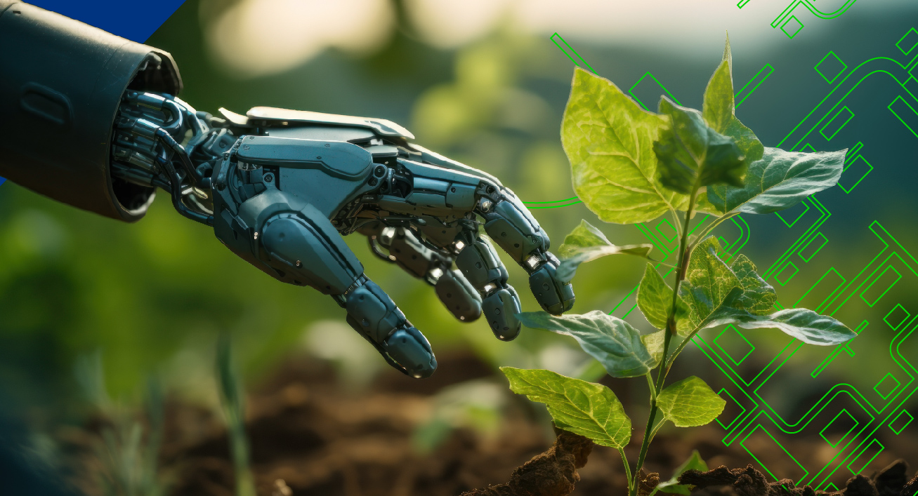Robótica na agricultura: Mão mecânica tocando folhagens